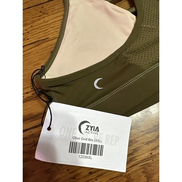ZYIA Olive Grid Sports Bra Size XXLarge U1 NEW!! - Picture 2 of 5